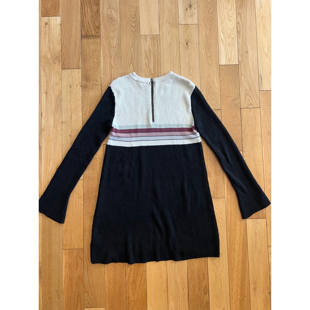 Free People Color Block Long Sleeve Sweater Dress Linen Blend Womens Size S - Picture 8 of 9